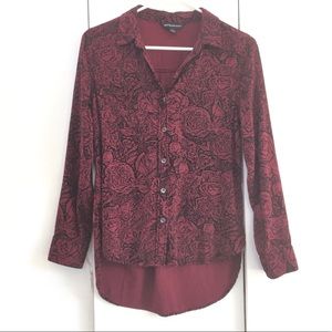 Rock & Republic button down top, deep burgundy, XS